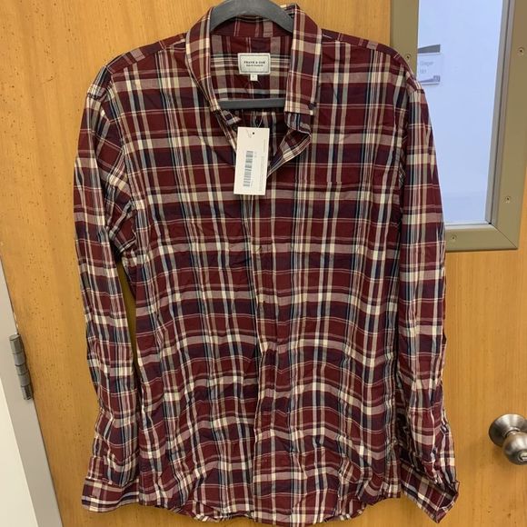 Frank and Oak Cotton Plaid Button Down Shirt - Picture 2 of 3